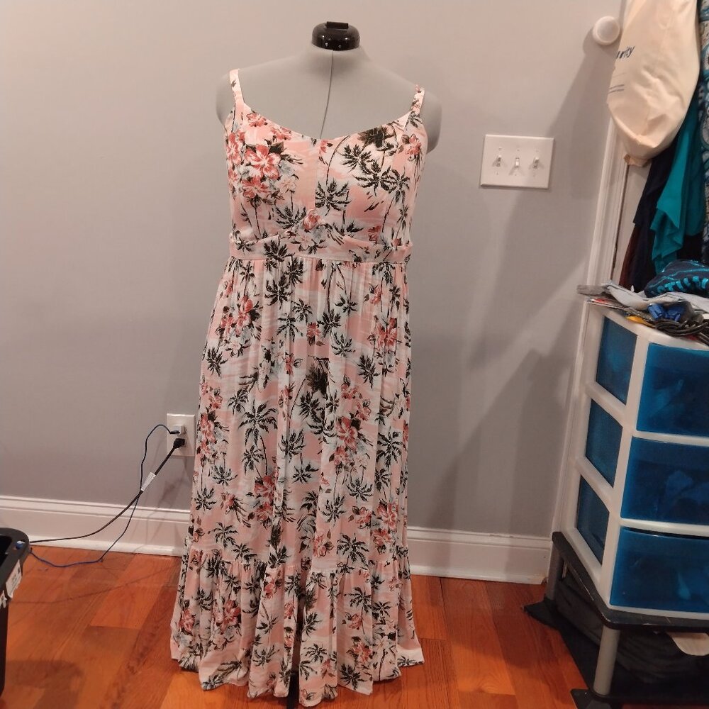 Pink Pastel Flowery Thin Spaghetti strap maxi dress